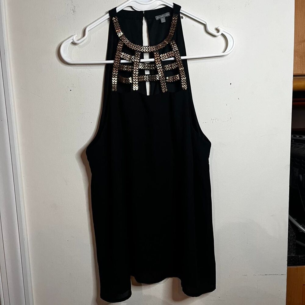 Charlotte-russe Women's Black and Gold Vest